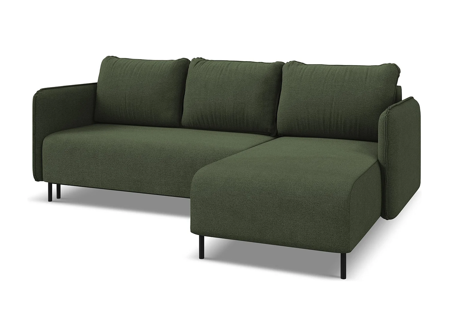 Ecksofa mit Schlaffunktion - Ecke Rechts - Strukturstoff - Olive - LUANA