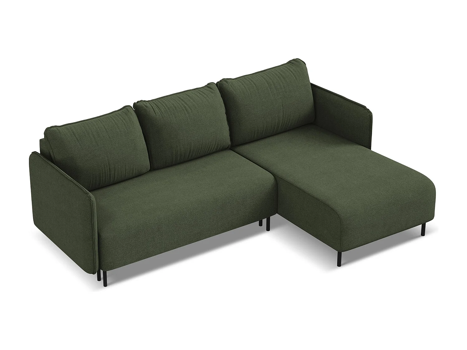 Ecksofa mit Schlaffunktion - Ecke Rechts - Strukturstoff - Olive - LUANA