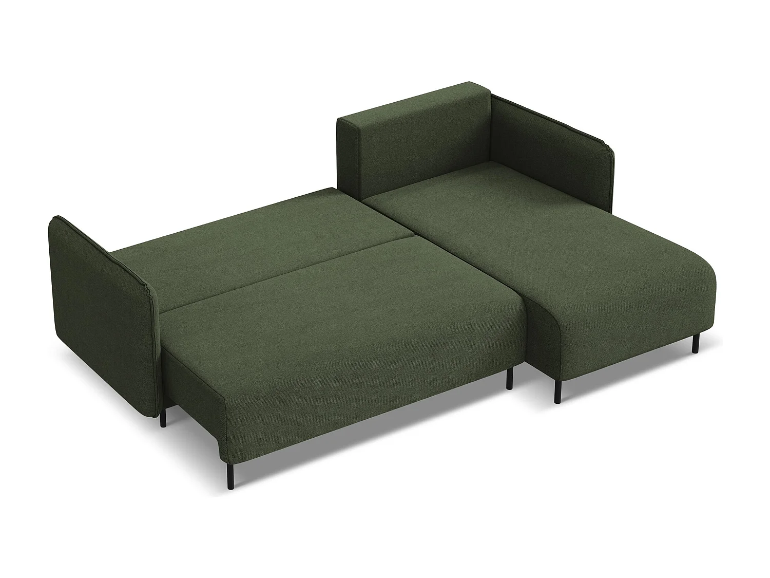 Ecksofa mit Schlaffunktion - Ecke Rechts - Strukturstoff - Olive - LUANA