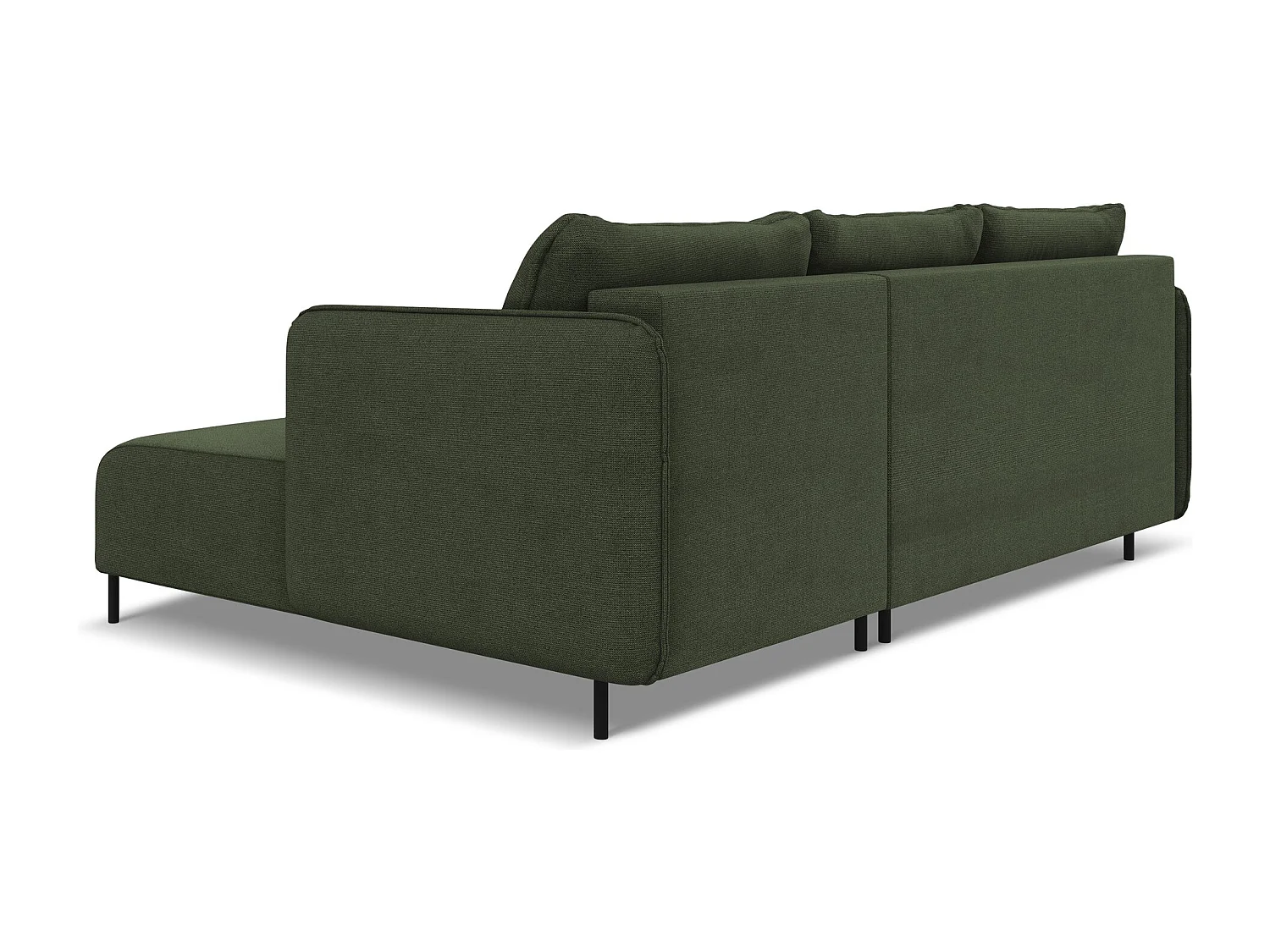 Ecksofa mit Schlaffunktion - Ecke Rechts - Strukturstoff - Olive - LUANA