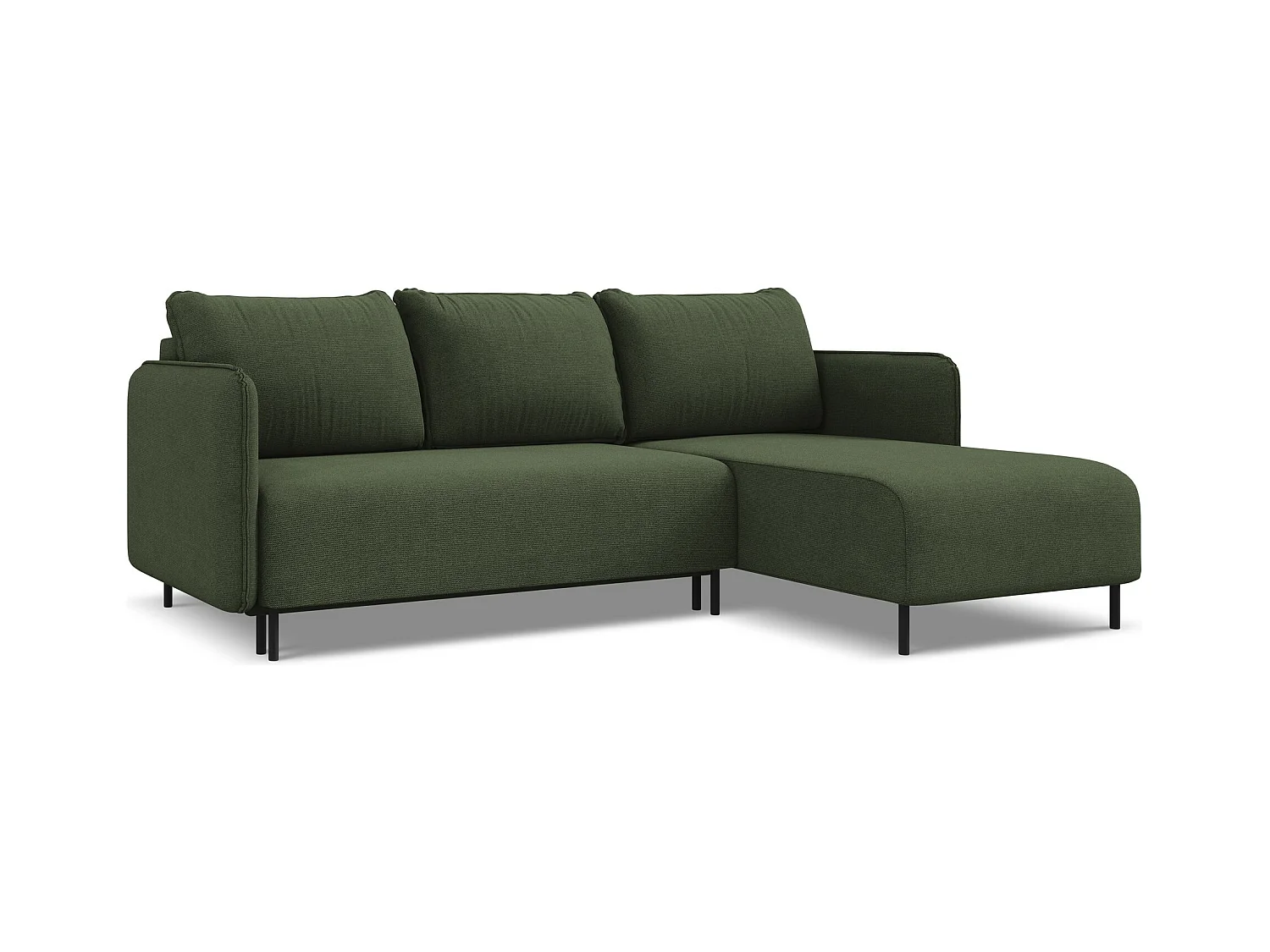 Ecksofa mit Schlaffunktion - Ecke Rechts - Strukturstoff - Olive - LUANA