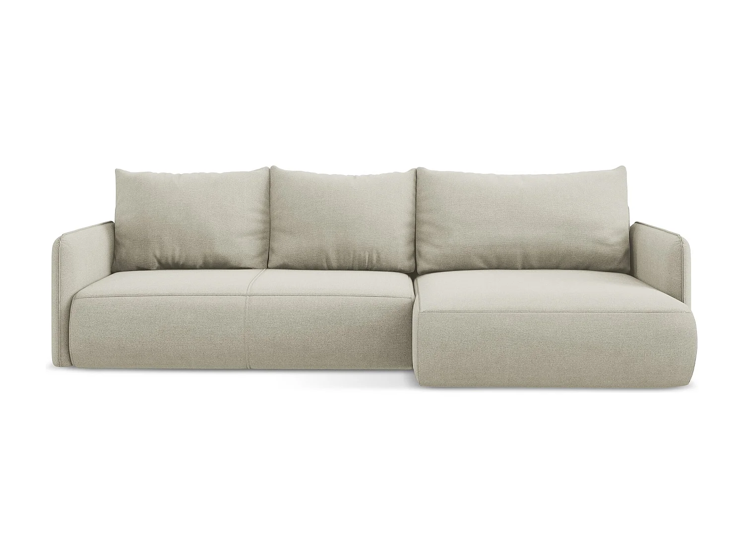 Canapé d’angle 3 places droit convertible en tissu texturé - beige clair - NANEA