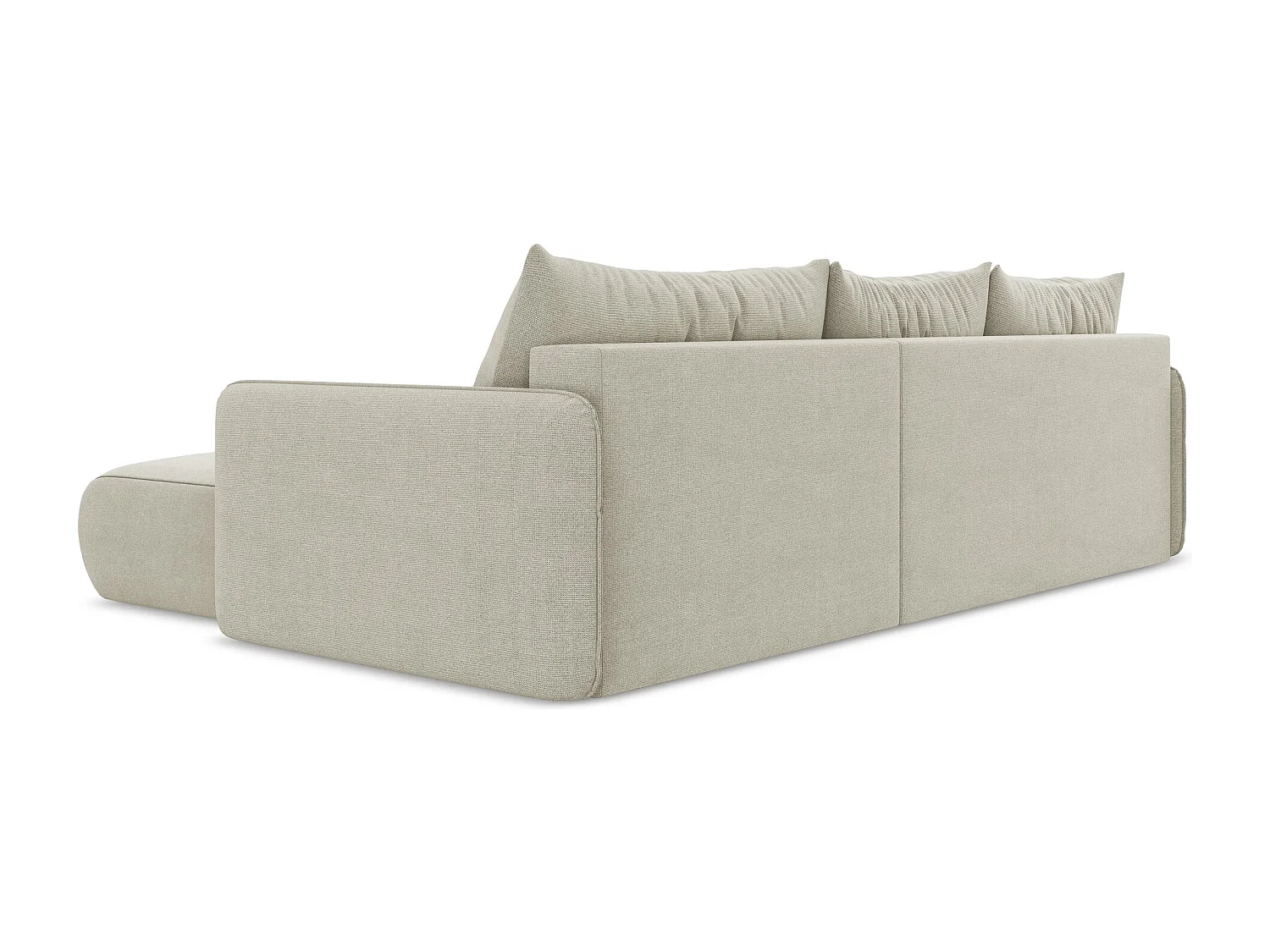 Canapé d’angle 3 places droit convertible en tissu texturé - beige clair - NANEA