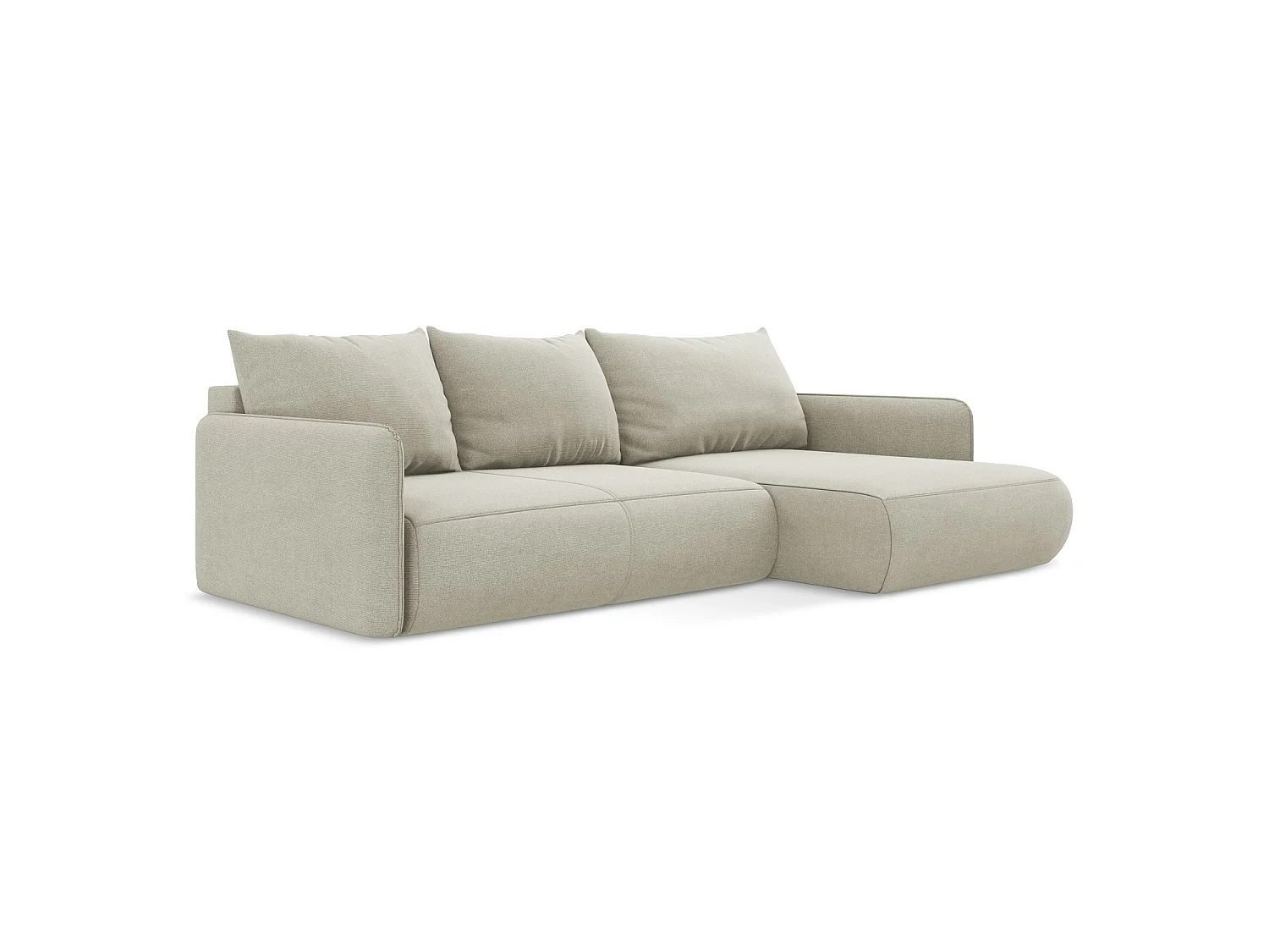 Canapé d'angle droit convertible en tissu texturé - beige clair - PALERMO