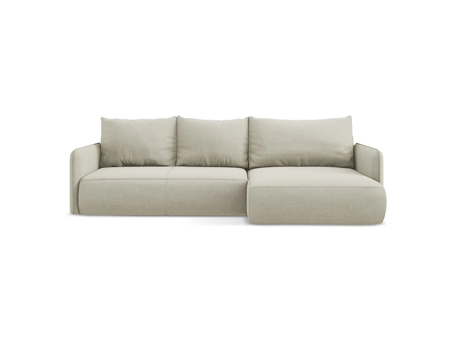 Canapé d'angle droit convertible en tissu texturé - beige clair - PALERMO
