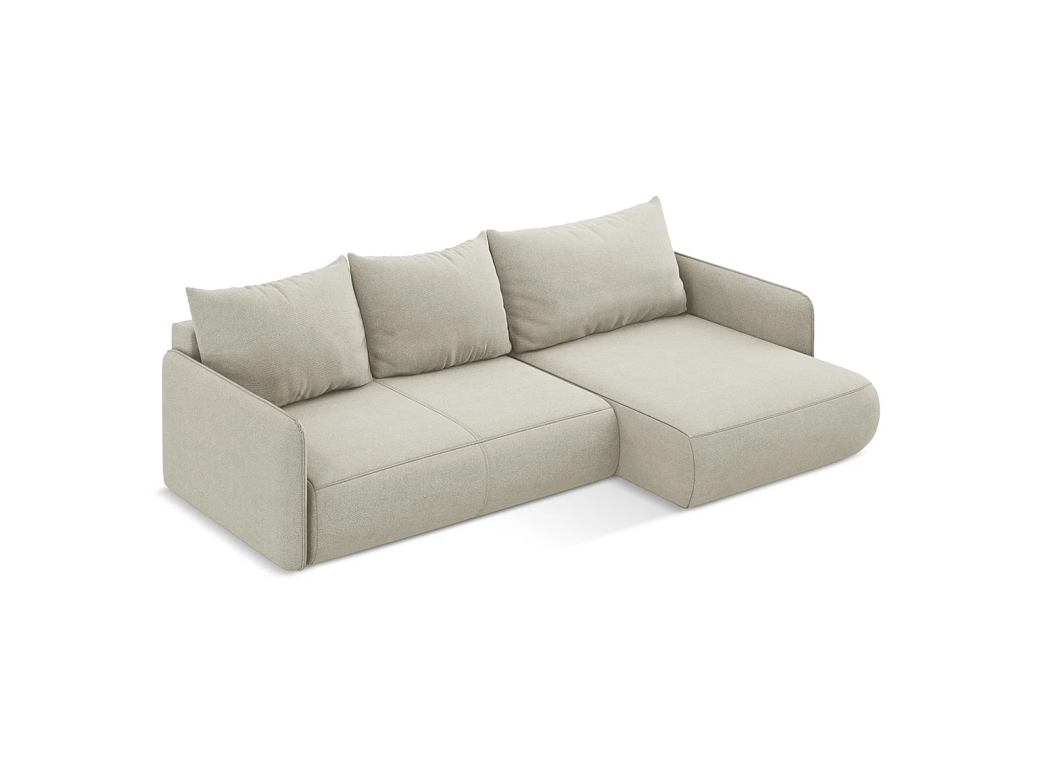 Canapé d'angle droit convertible en tissu texturé - beige clair - PALERMO
