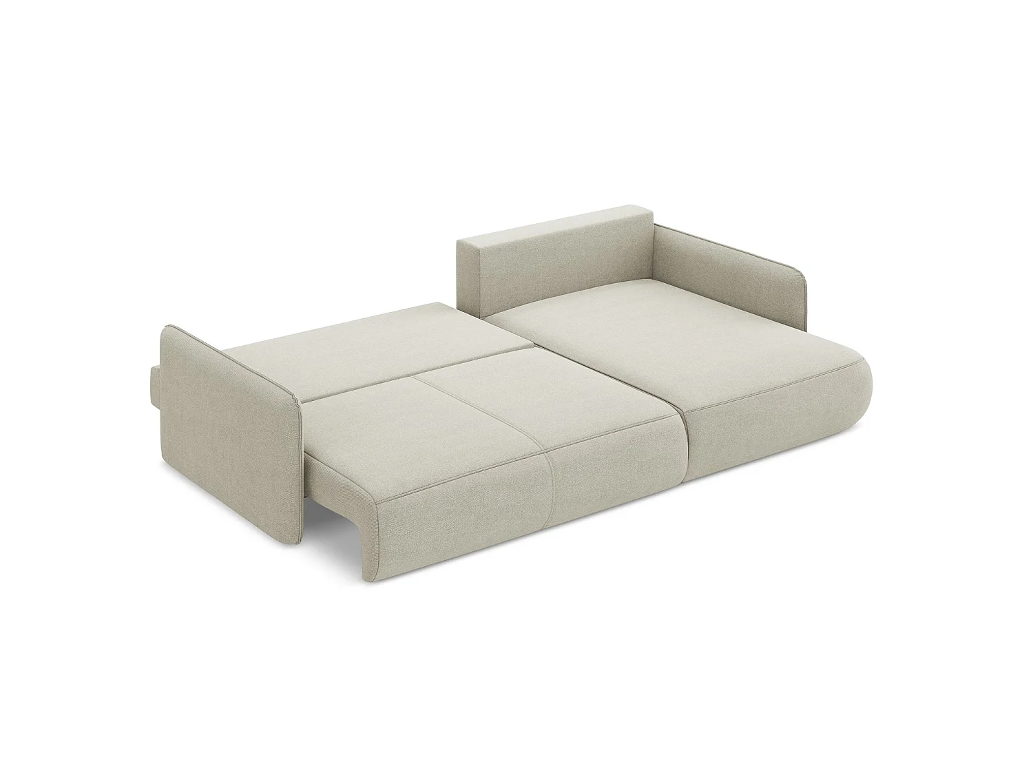 Canapé d'angle droit convertible en tissu texturé - beige clair - PALERMO