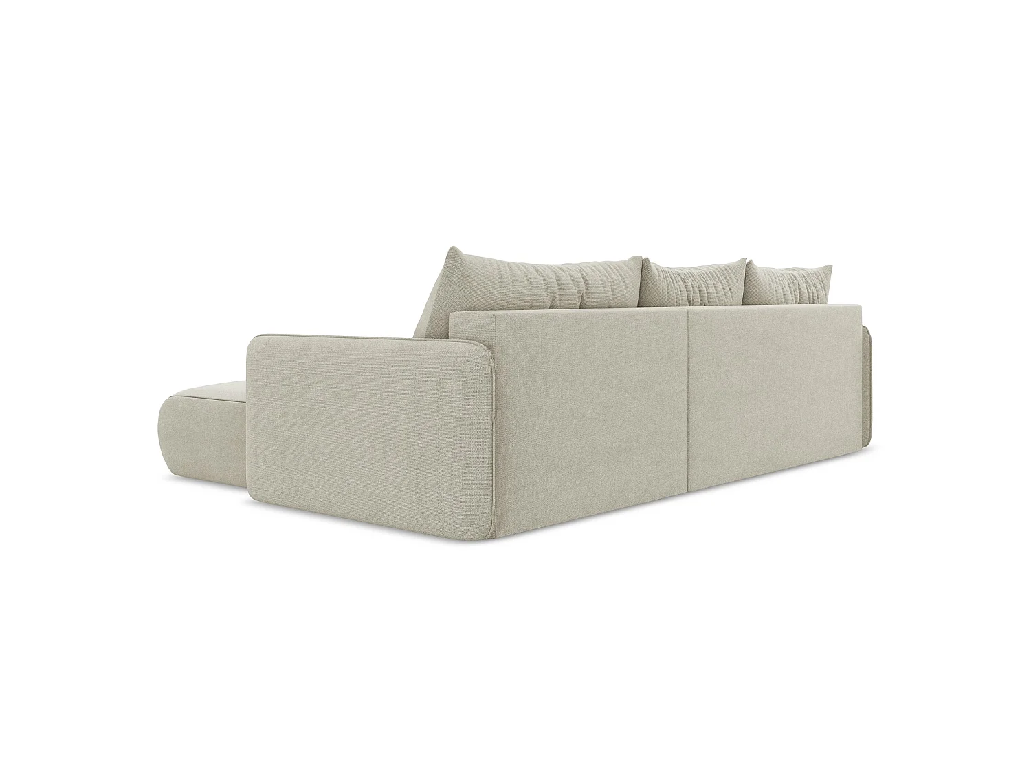 Canapé d'angle droit convertible en tissu texturé - beige clair - PALERMO