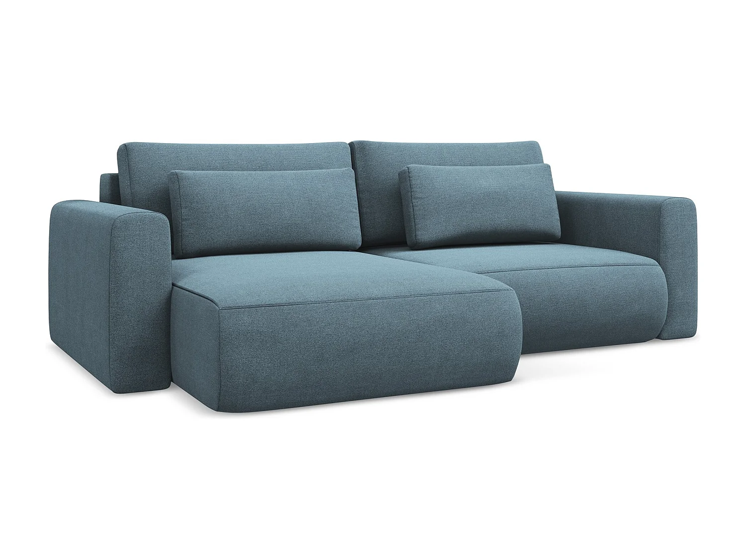 2-Sitzer Ecksofa mit Schlaffunktion - Ecke Links - Strukturstoff - Hellblau - KAPUA