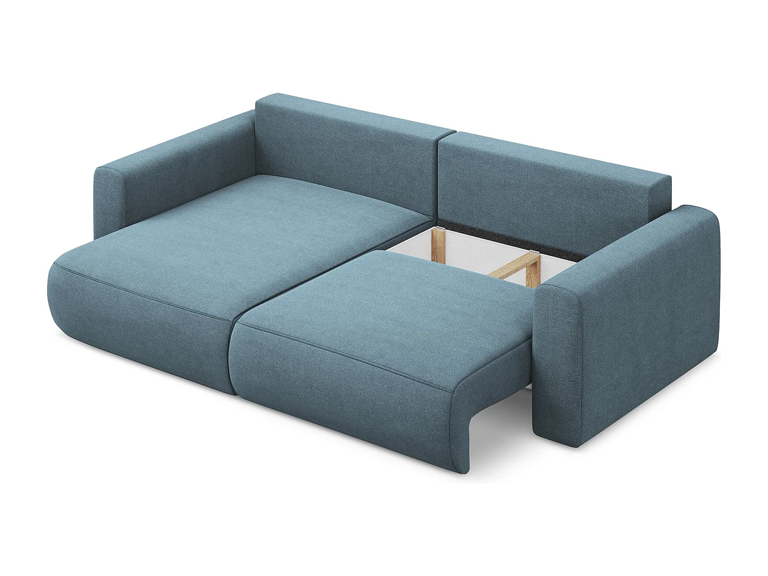 2-Sitzer Ecksofa mit Schlaffunktion - Ecke Links - Strukturstoff - Hellblau - KAPUA