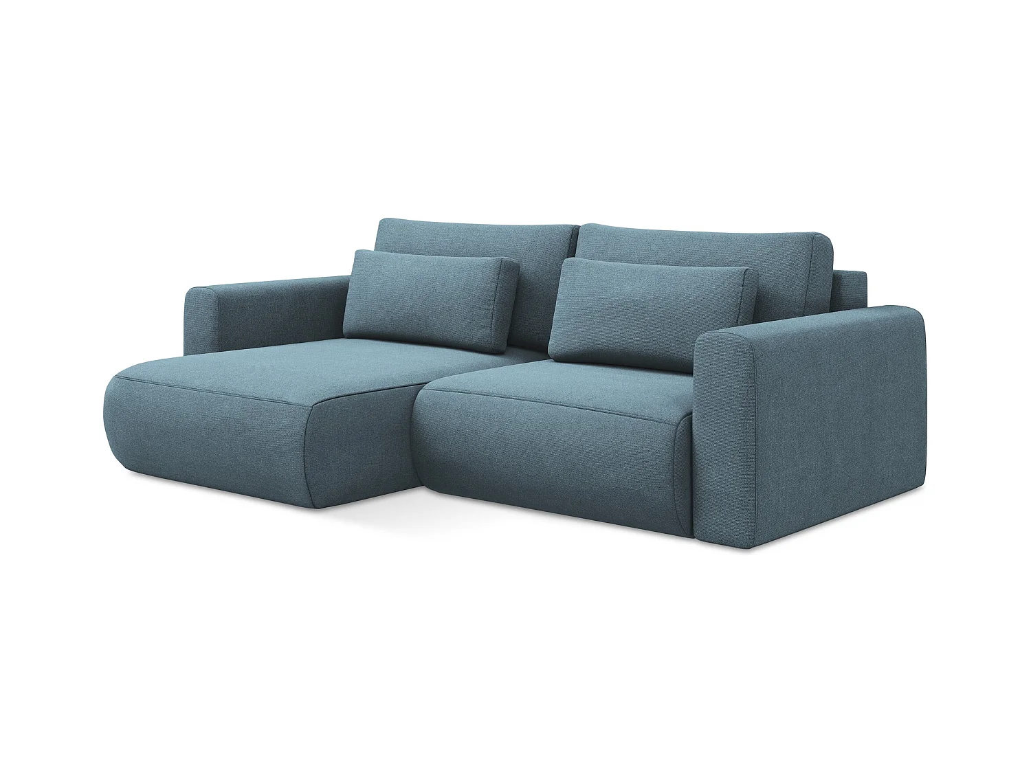 Canapé d’angle 2,5 places gauche convertible en tissu texturé - bleu clair - KAPUA