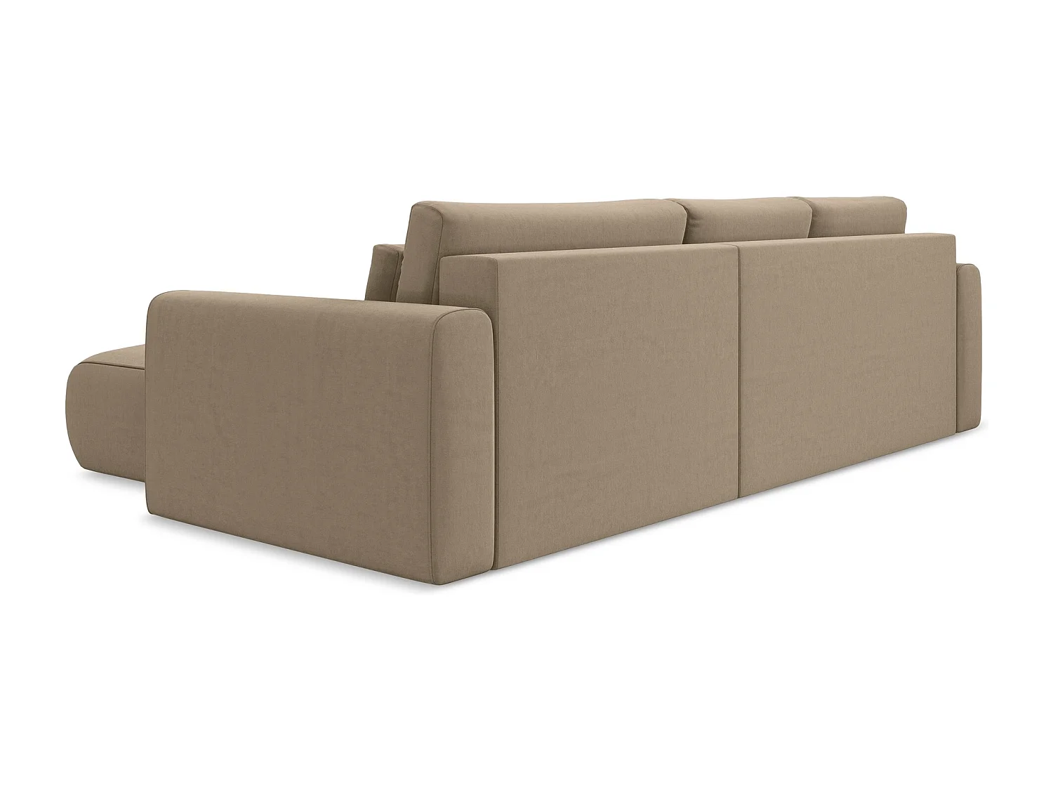Ecksofa mit Schlaffunktion - Ecke Rechts - Samt - Hell beige - KAPUA