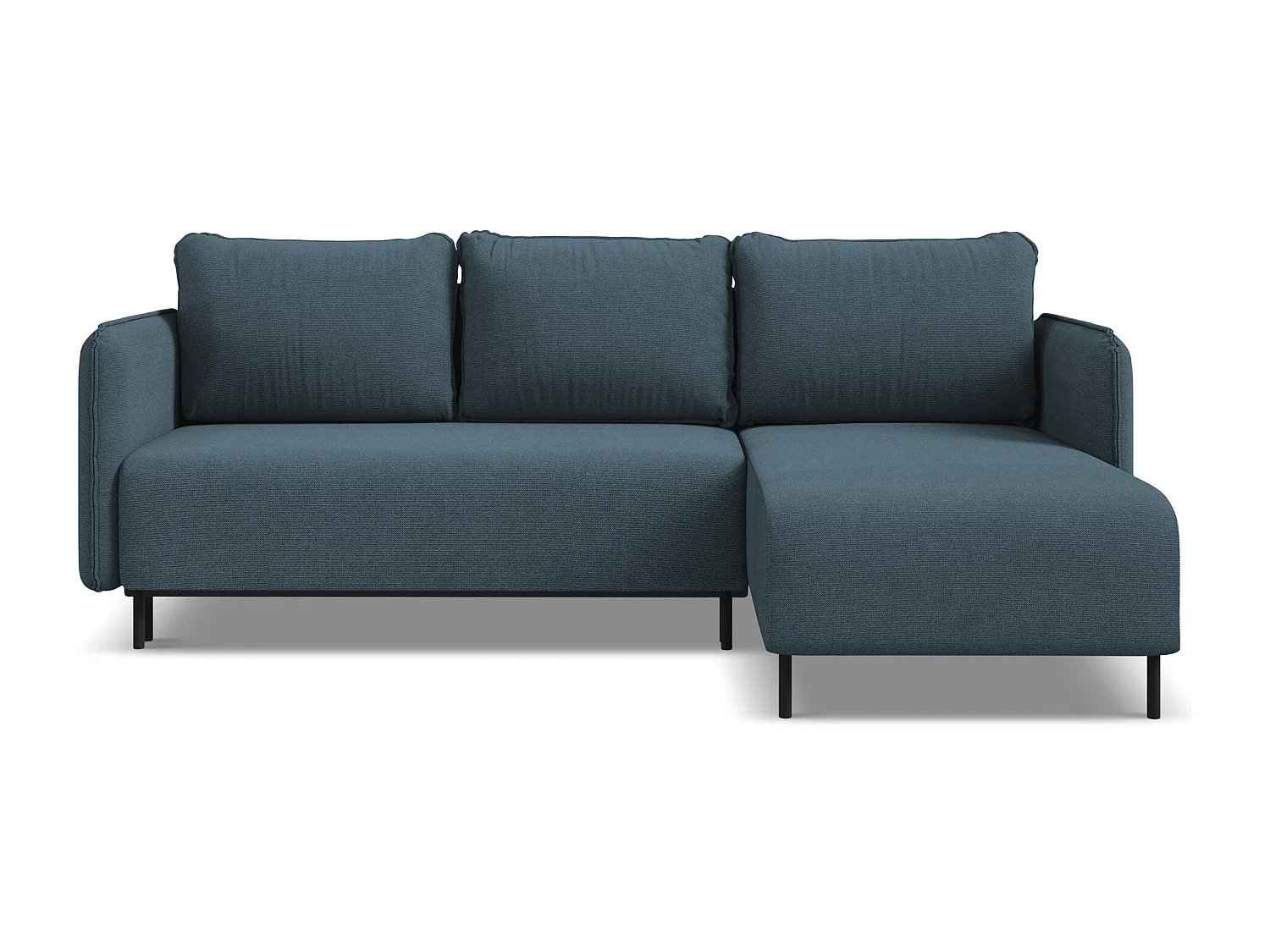 Canapé d'angle droit convertible en tissu texturé - jeans - LUANA