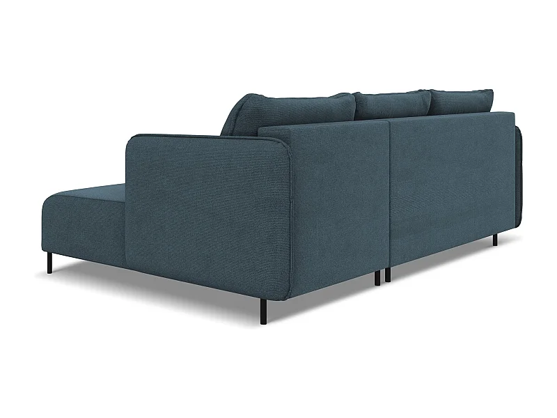 Ecksofa mit Schlaffunktion - Ecke Rechts - Strukturstoff - Jeans - LUANA