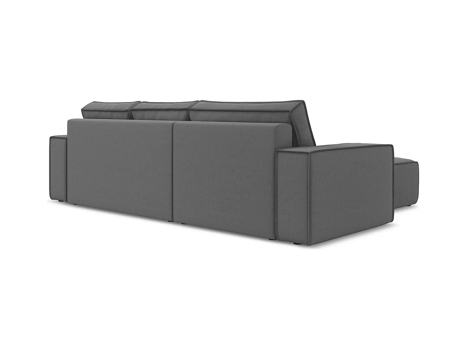 Canapé d’angle 3 places gauche convertible en velours - gris - KIMO