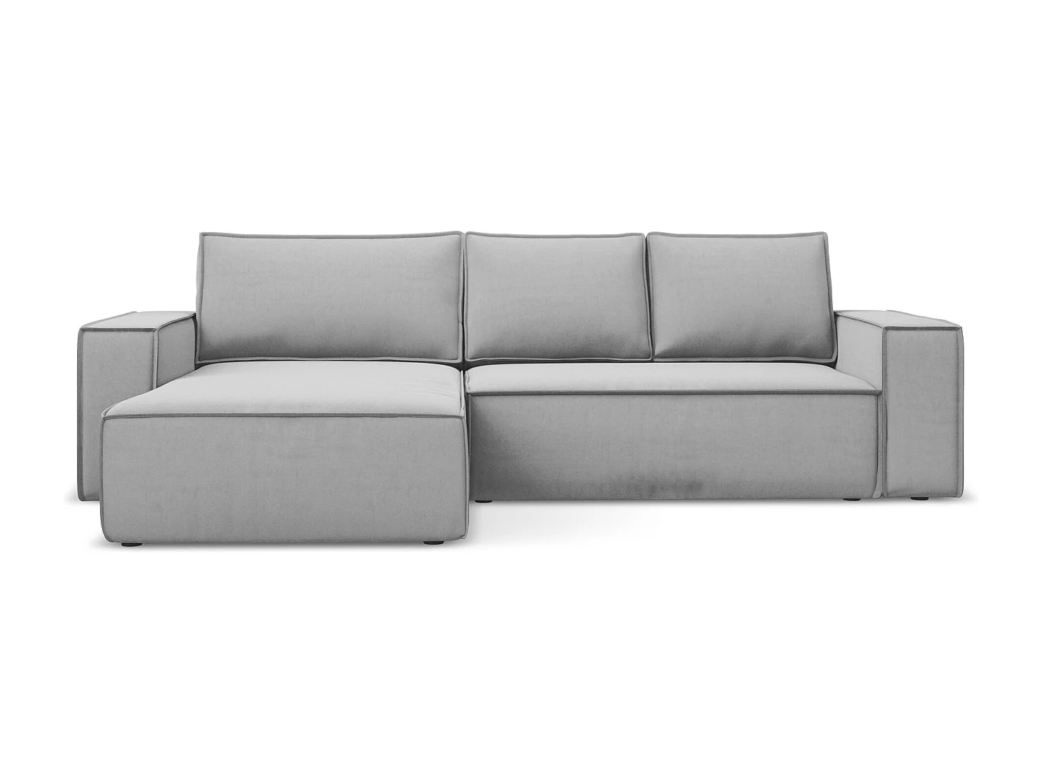 Canapé d’angle 3 places gauche convertible en velours - gris - KIMO