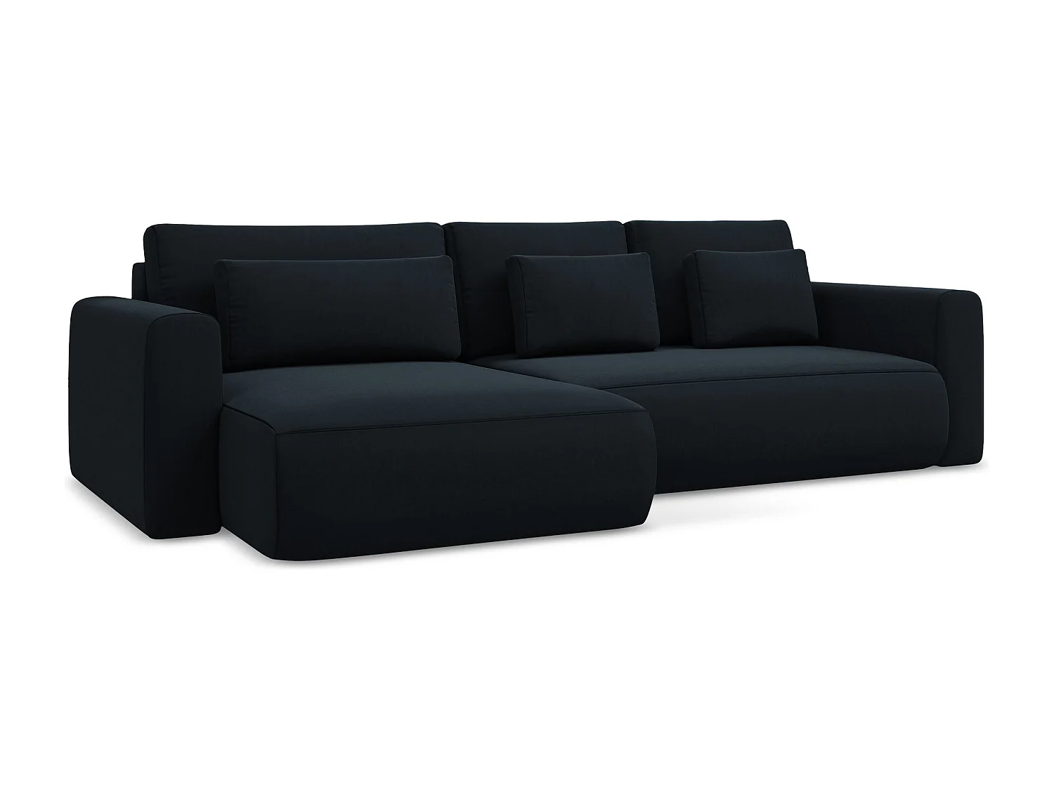 Canapé d’angle 3 places gauche convertible en velours - bleu royal - KAPUA