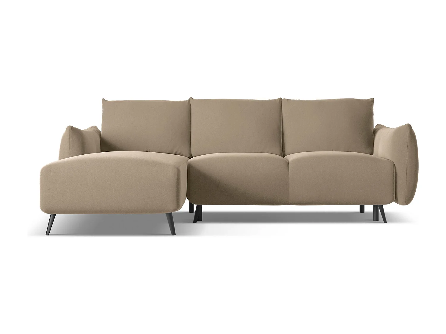 3-Sitzer Ecksofa mit Schlaffunktion - Ecke Links - Samt - Hell beige - MALIE
