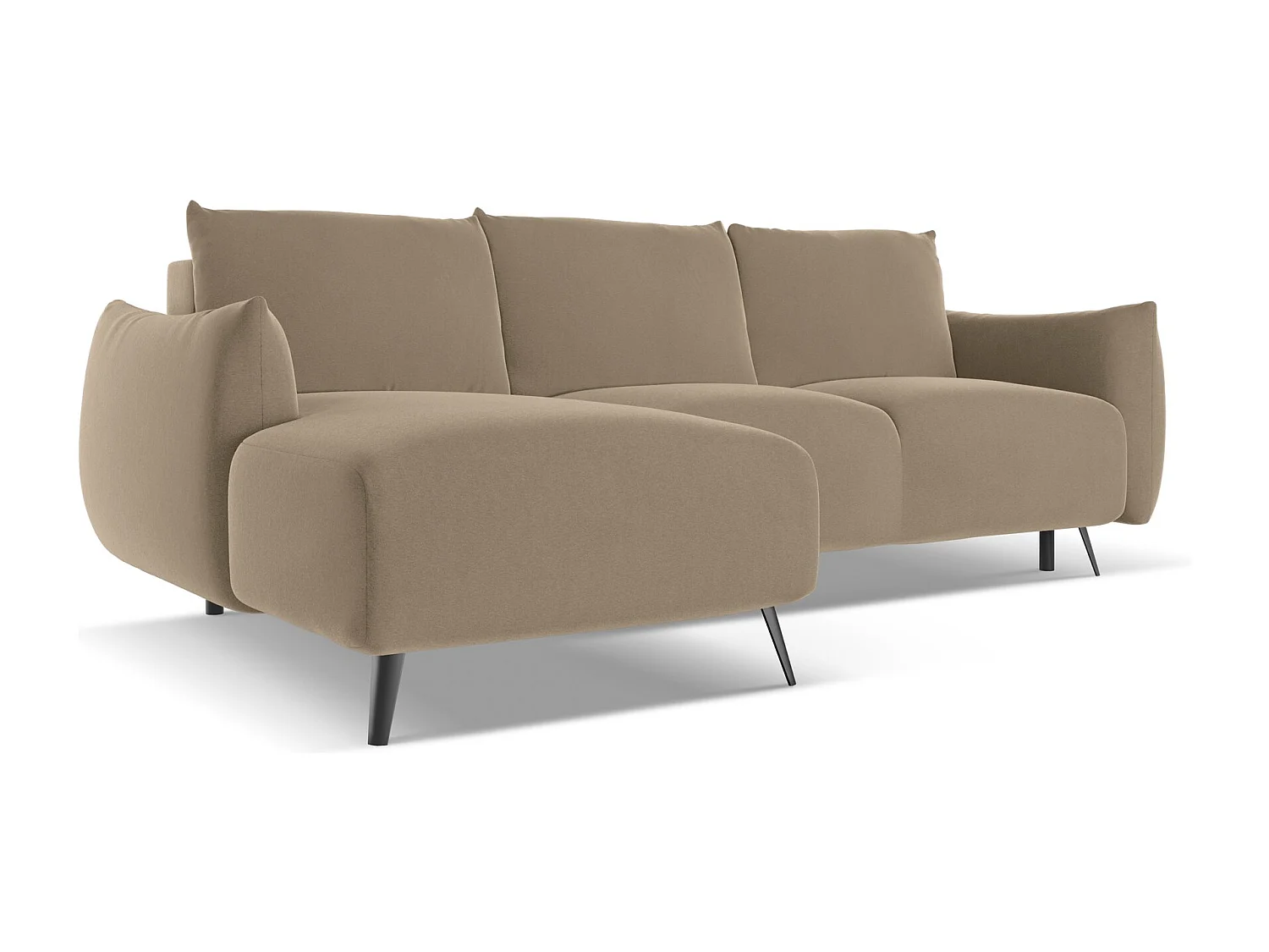3-Sitzer Ecksofa mit Schlaffunktion - Ecke Links - Samt - Hell beige - MALIE