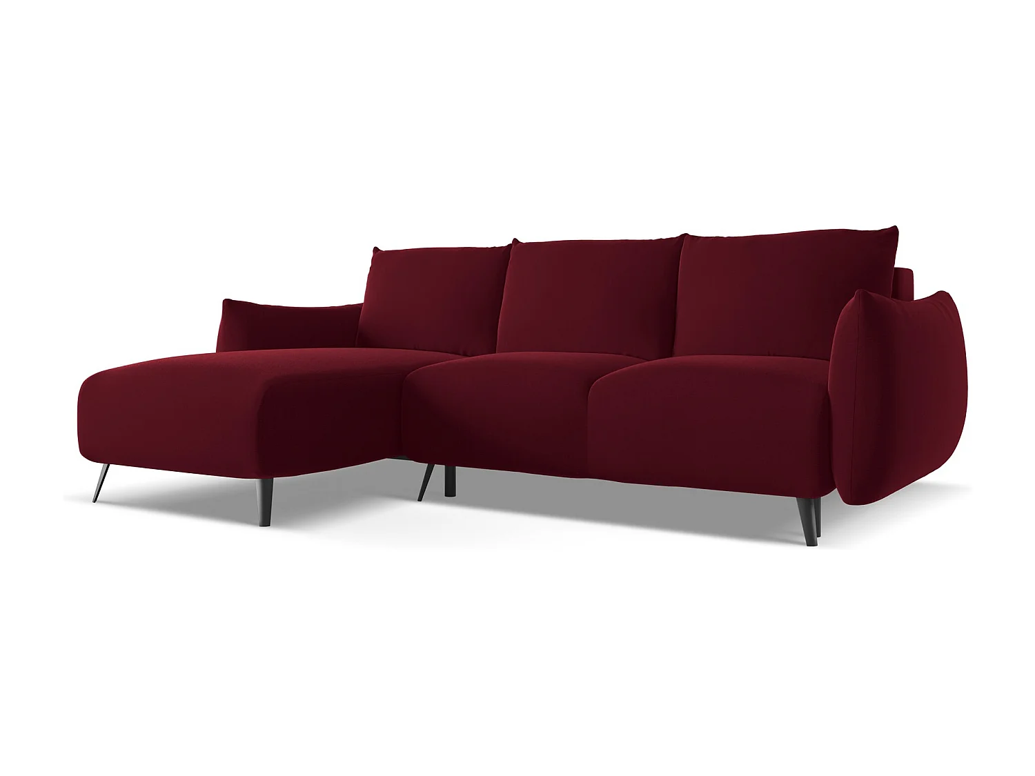 3-Sitzer Ecksofa mit Schlaffunktion - Ecke Links - Samt - Burgund - MALIE
