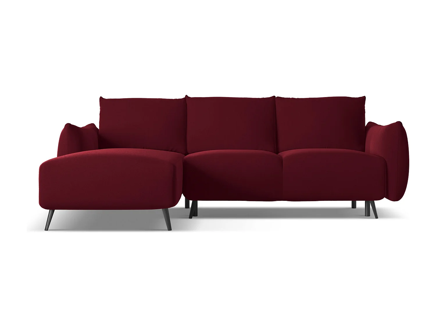 3-Sitzer Ecksofa mit Schlaffunktion - Ecke Links - Samt - Burgund - MALIE