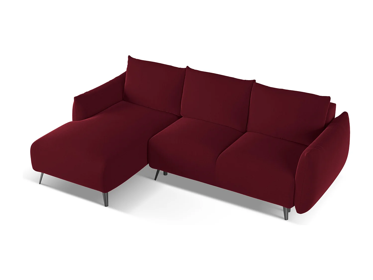 3-Sitzer Ecksofa mit Schlaffunktion - Ecke Links - Samt - Burgund - MALIE