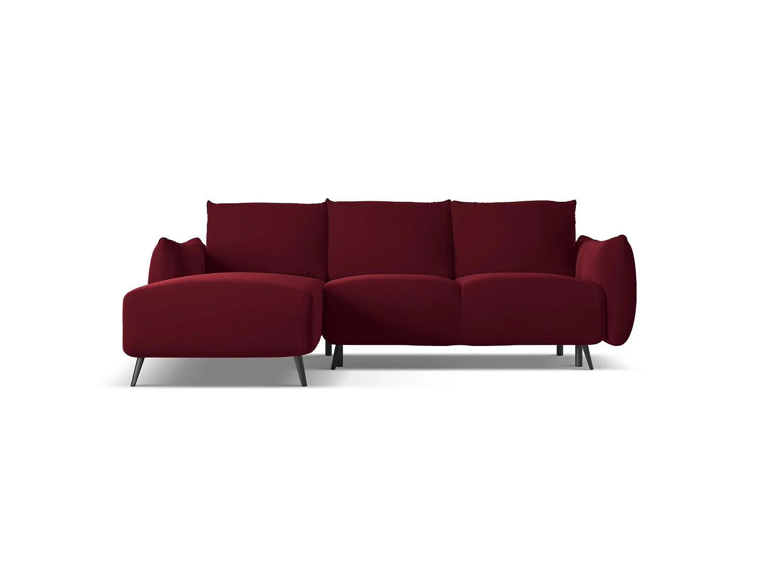3-Sitzer Ecksofa mit Schlaffunktion - Ecke Links - Samt - Burgund - GENOVA
