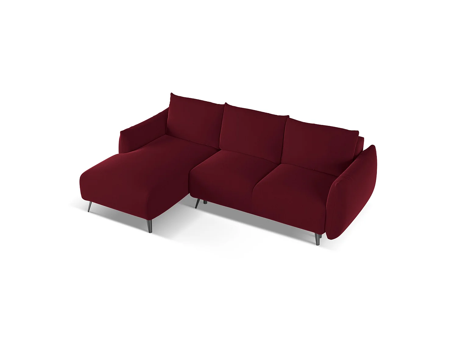 3-Sitzer Ecksofa mit Schlaffunktion - Ecke Links - Samt - Burgund - GENOVA