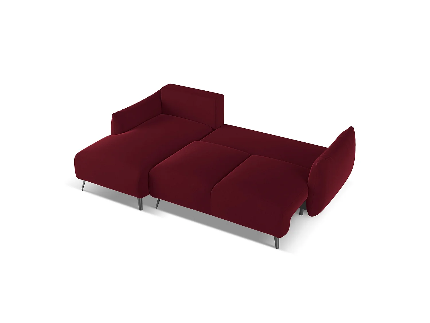 3-Sitzer Ecksofa mit Schlaffunktion - Ecke Links - Samt - Burgund - GENOVA