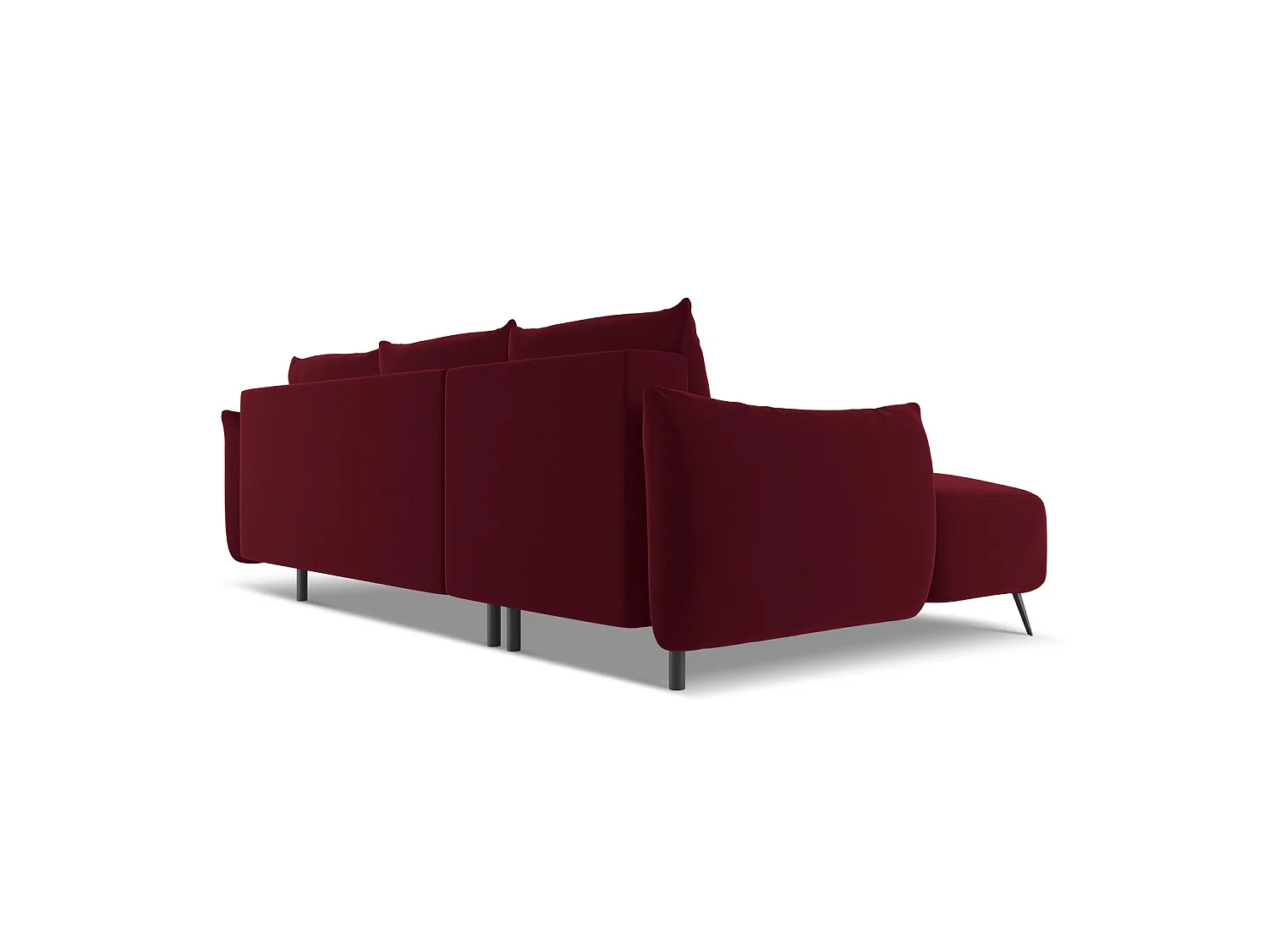 3-Sitzer Ecksofa mit Schlaffunktion - Ecke Links - Samt - Burgund - GENOVA