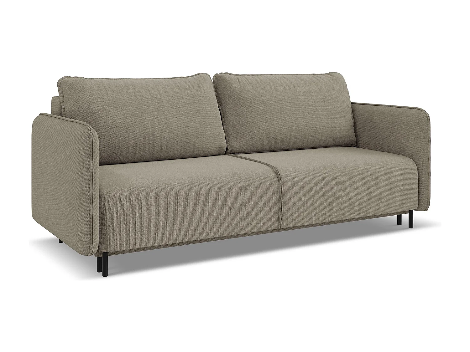 Canapé 3 places convertible en tissu texturé - beige foncé - LUANA