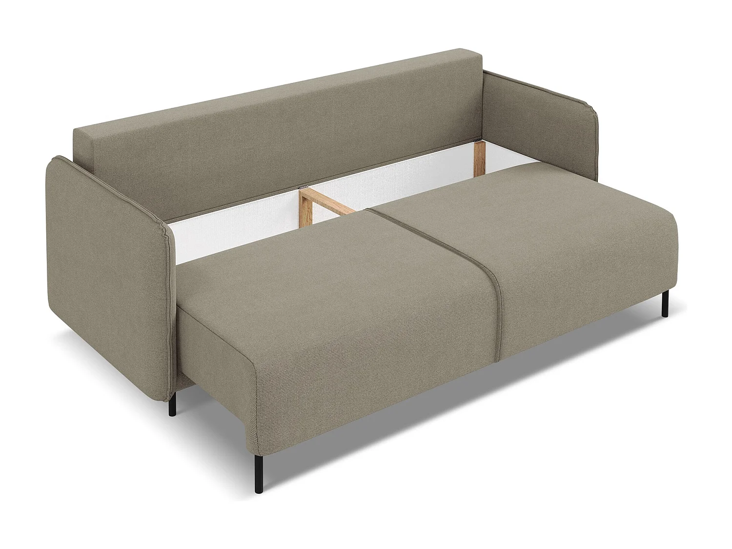 Canapé 3 places convertible en tissu texturé - beige foncé - LUANA