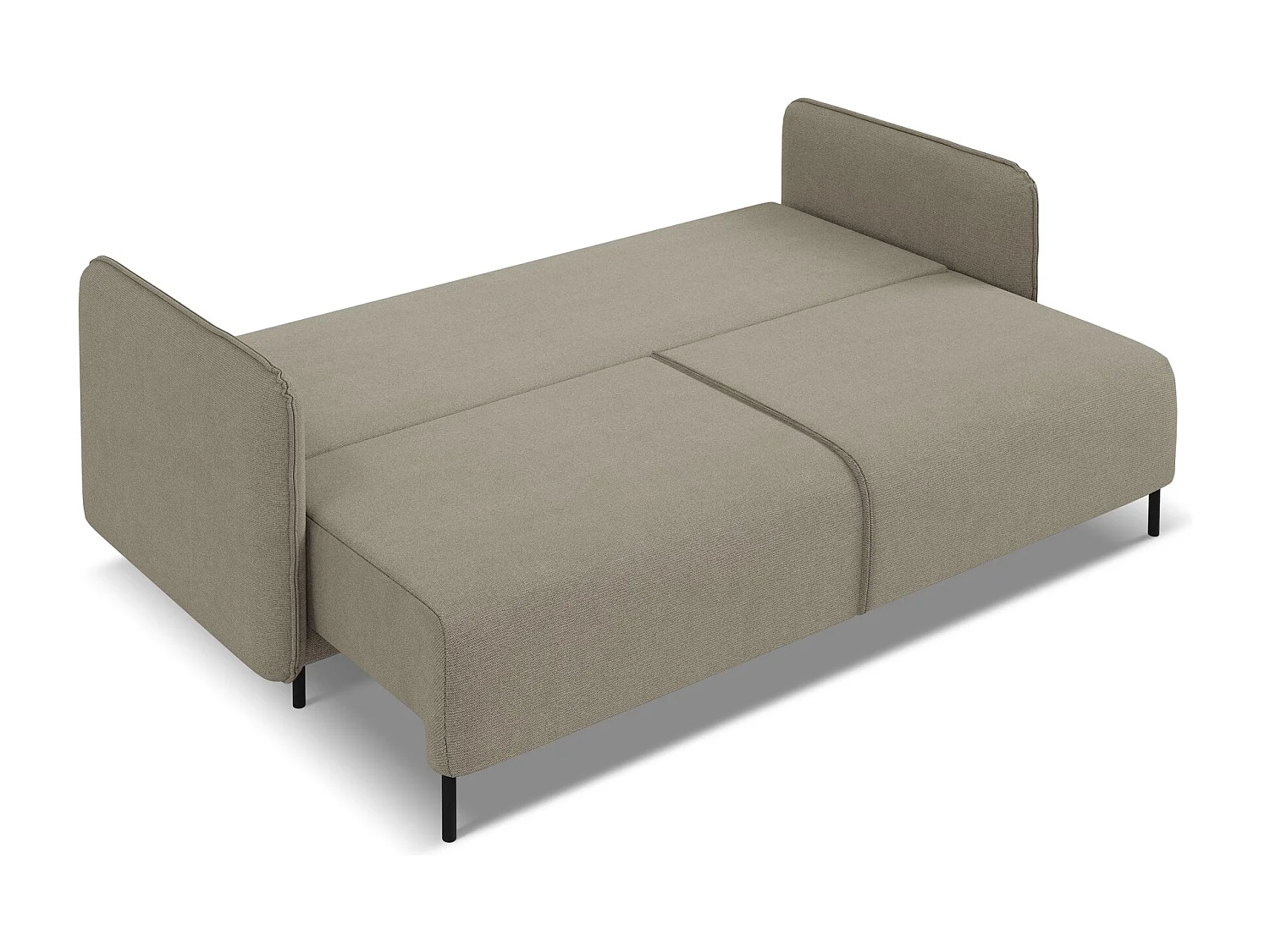 Canapé 3 places convertible en tissu texturé - beige foncé - LUANA