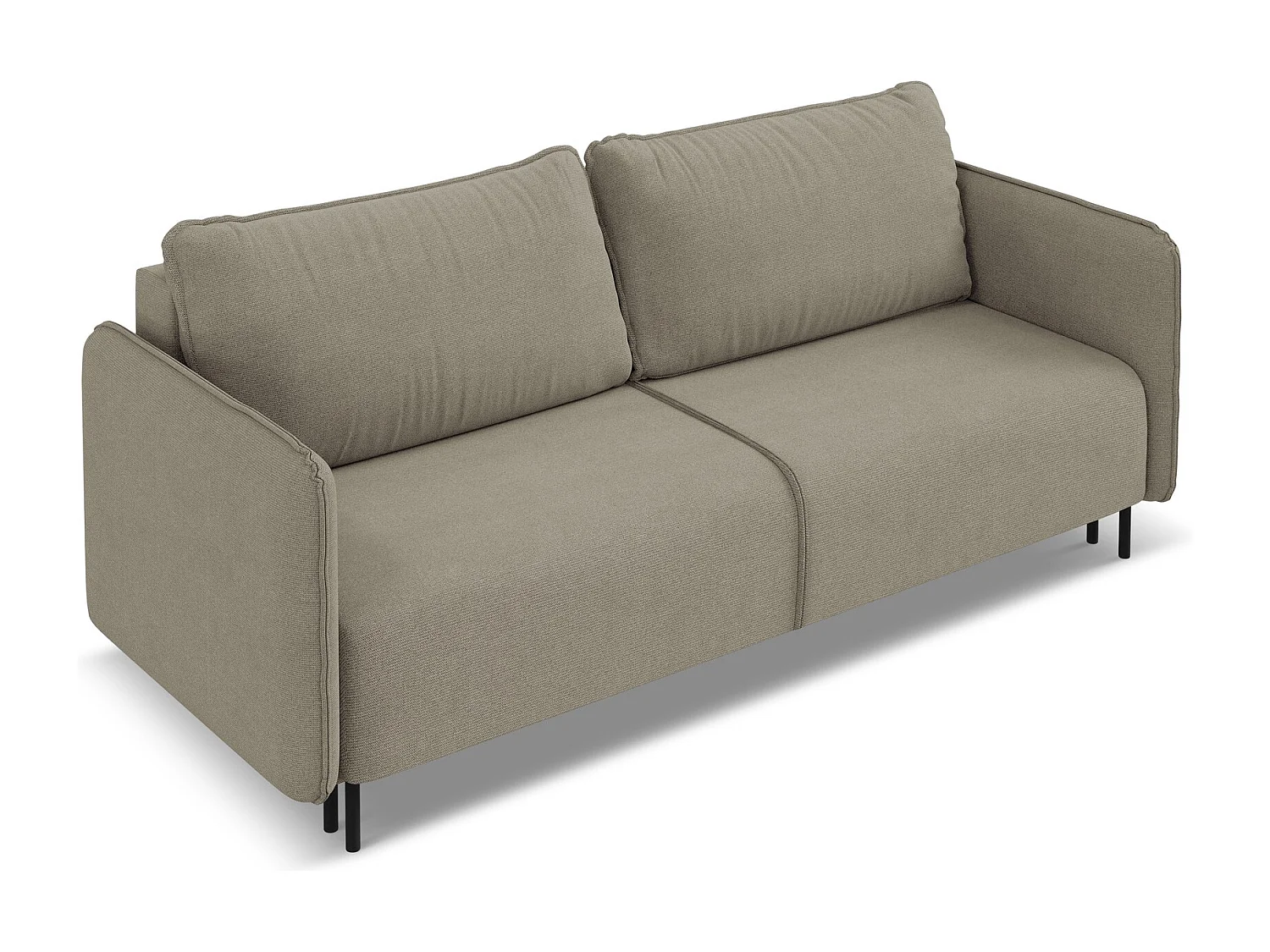 3-Sitzer Sofa mit Schlaffunktion - - Strukturstoff - Dunkelbeige - LUANA