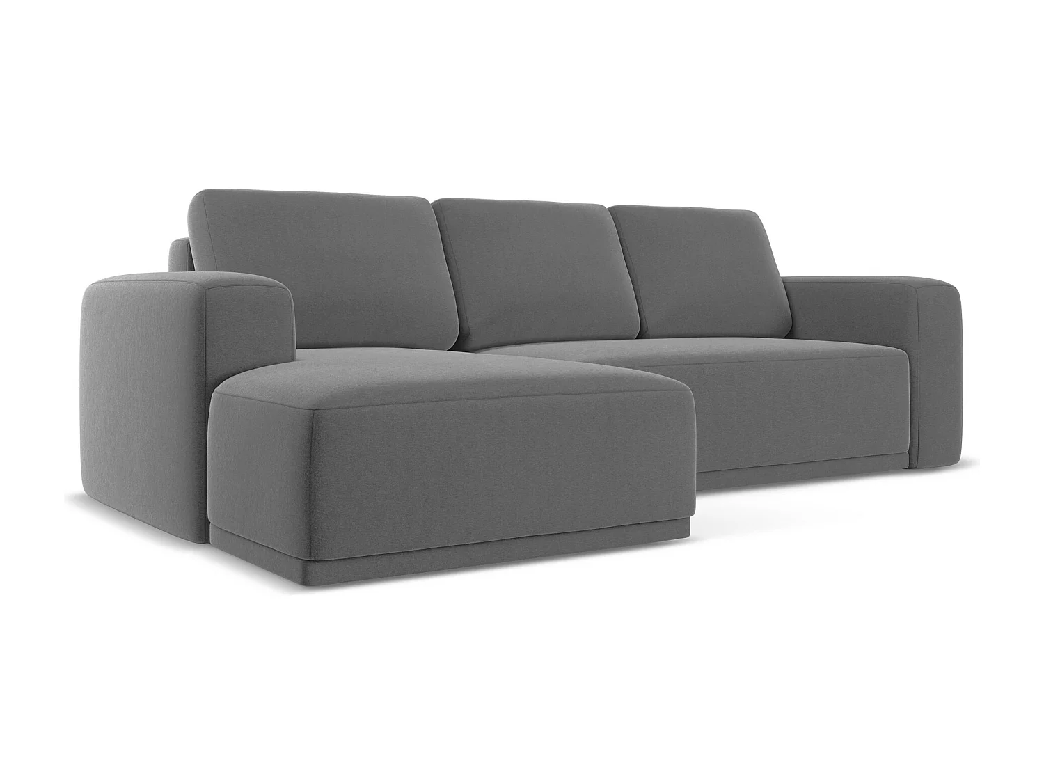 3-Sitzer Ecksofa mit Schlaffunktion - Ecke Links - Samt - Grau - KAILA