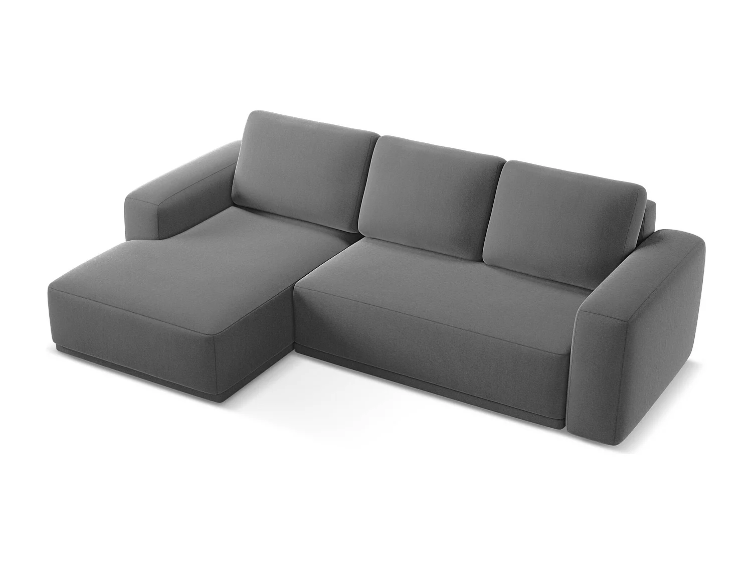 3-Sitzer Ecksofa mit Schlaffunktion - Ecke Links - Samt - Grau - KAILA