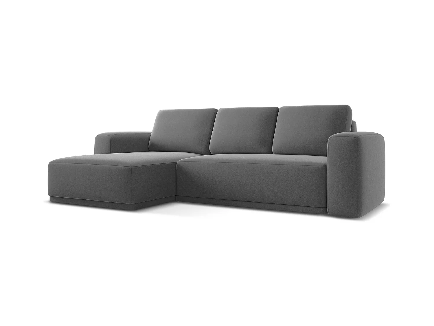3-Sitzer Ecksofa mit Schlaffunktion - Ecke Links - Samt - Grau - KAILA