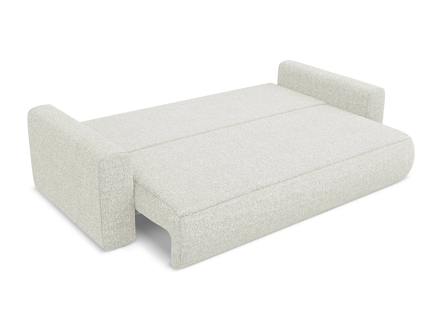 Driezits-slaapbank van lichtbeige textuurstof - KAPUA