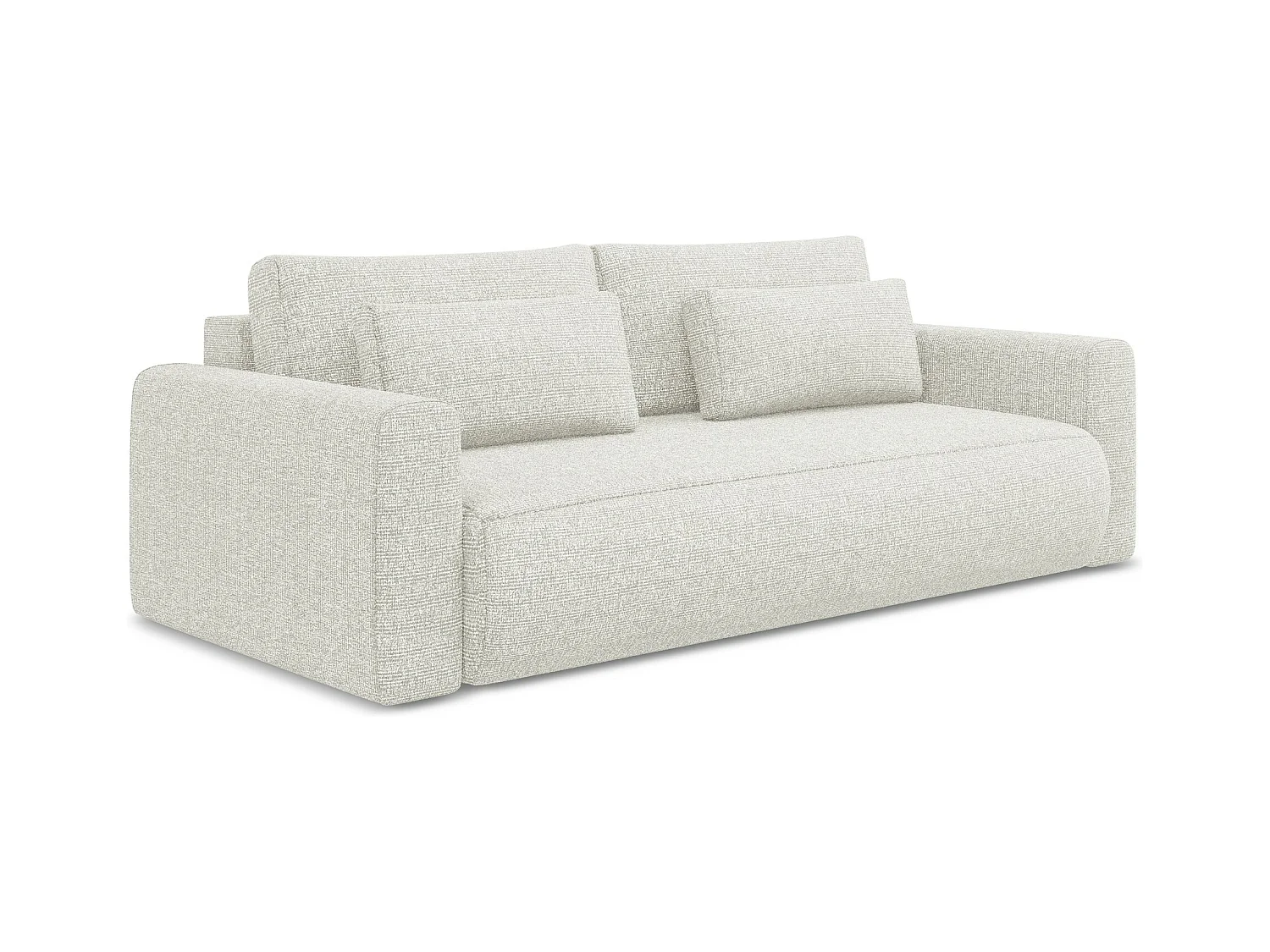 Canapé 3 places convertible en tissu texturé - blanc beige - KAPUA