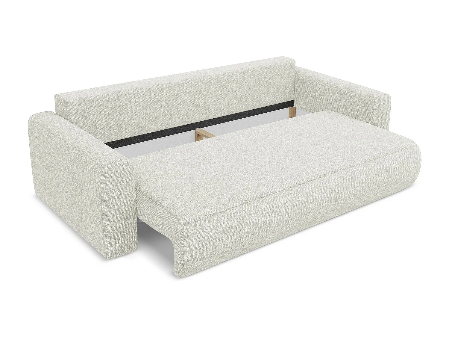 Sofá cama de 3 plazas de tela texturizada beige claro - KAPUA