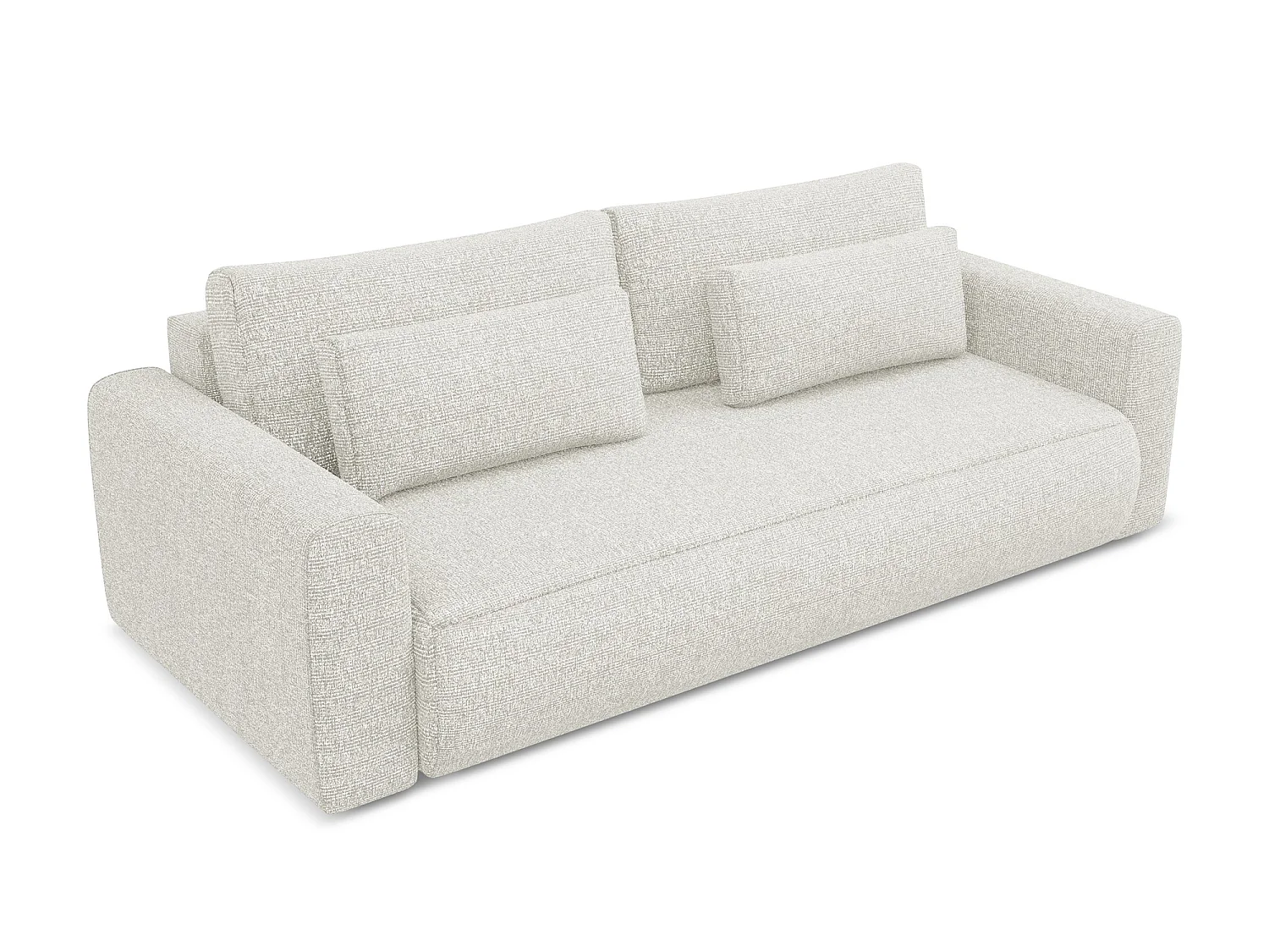 Driezits-slaapbank van lichtbeige textuurstof - KAPUA