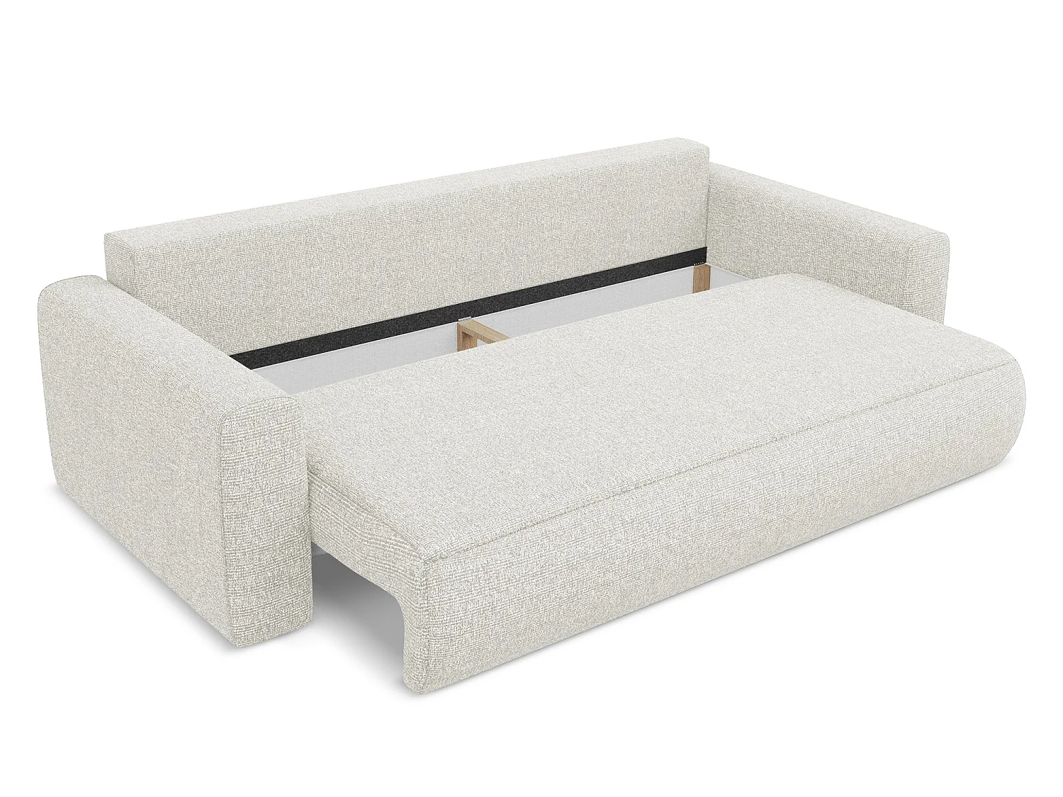 Driezits-slaapbank van lichtbeige textuurstof - KAPUA