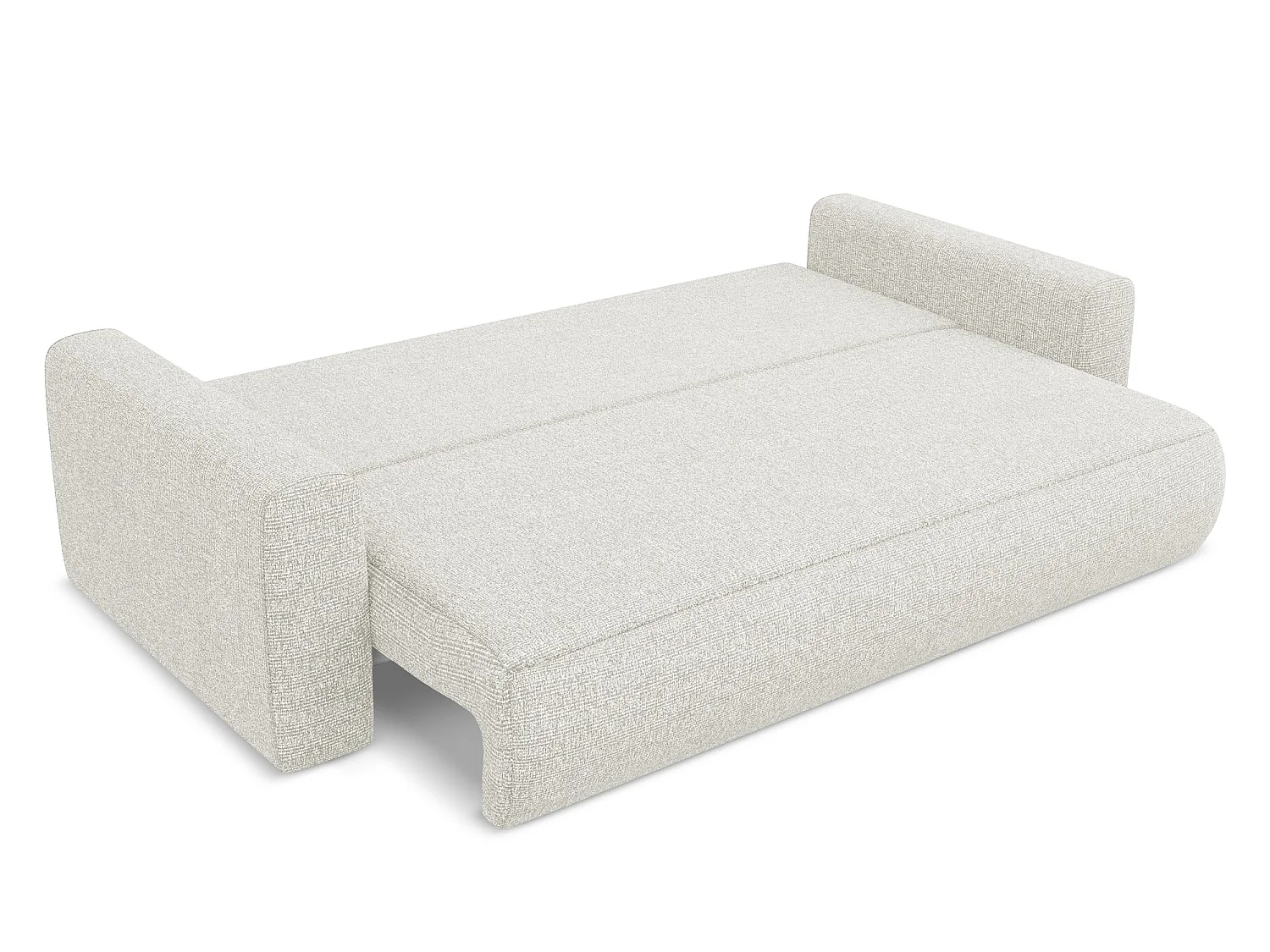 Driezits-slaapbank van lichtbeige textuurstof - KAPUA