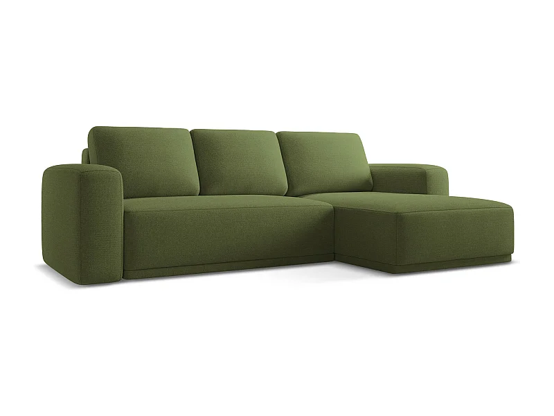 Ecksofa mit Schlaffunktion - Ecke Rechts - Chenille - Flaschengrün - KAILA