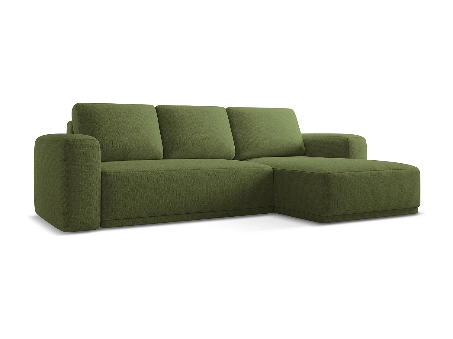 Ecksofa mit Schlaffunktion - Ecke Rechts - Chenille - Flaschengrün - KAILA