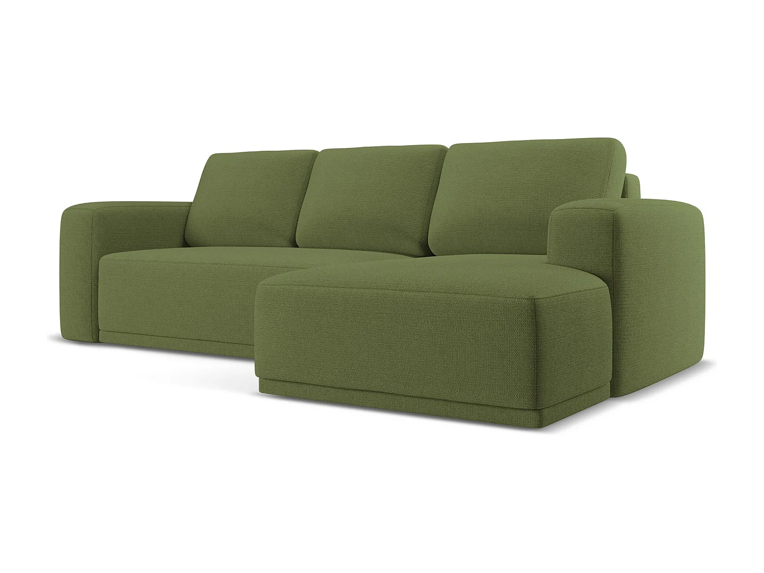 Ecksofa mit Schlaffunktion - Ecke Rechts - Chenille - Flaschengrün - KAILA
