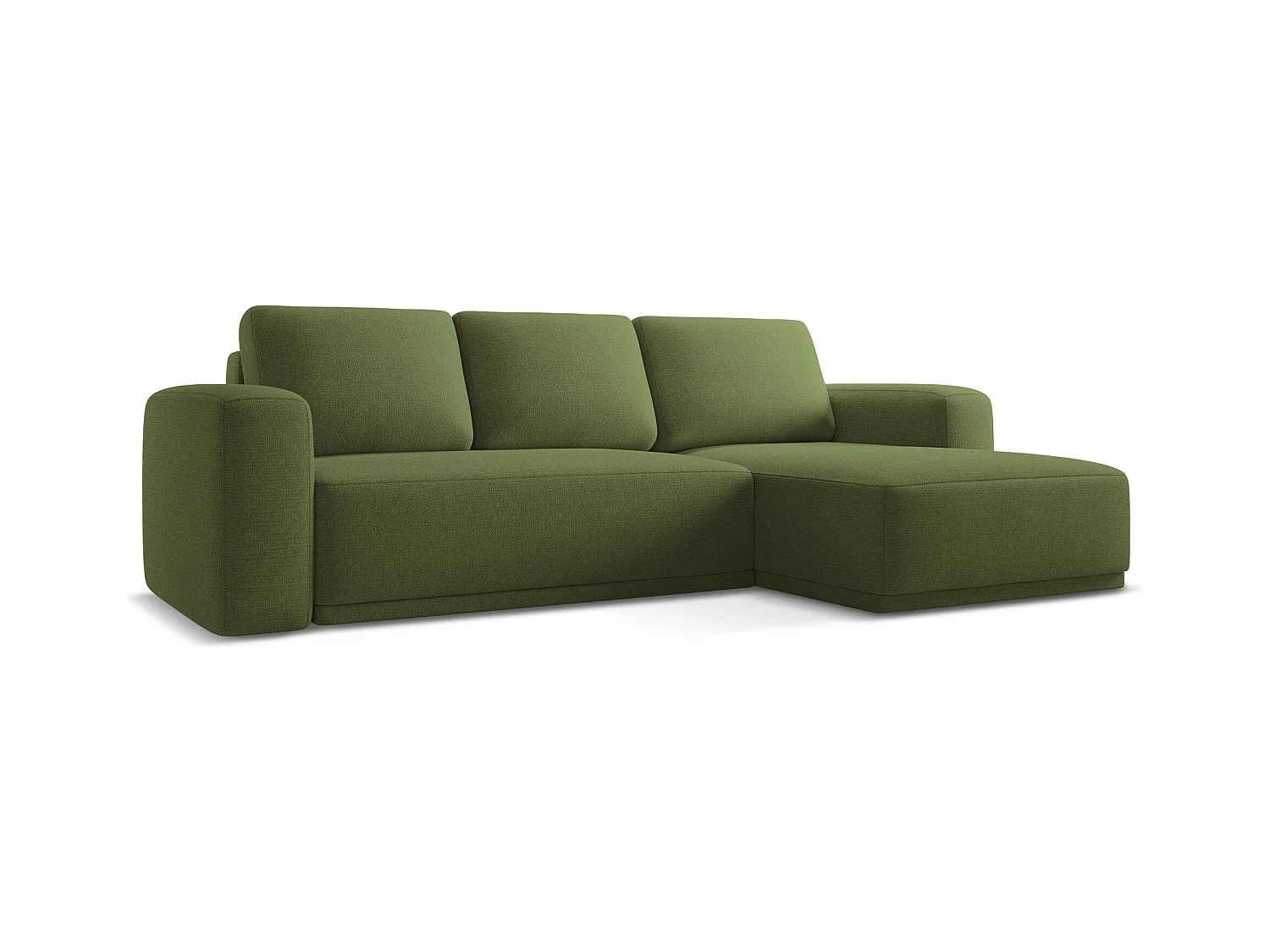 Ecksofa mit Schlaffunktion - Ecke Rechts - Chenille - Flaschengrün - KAILA