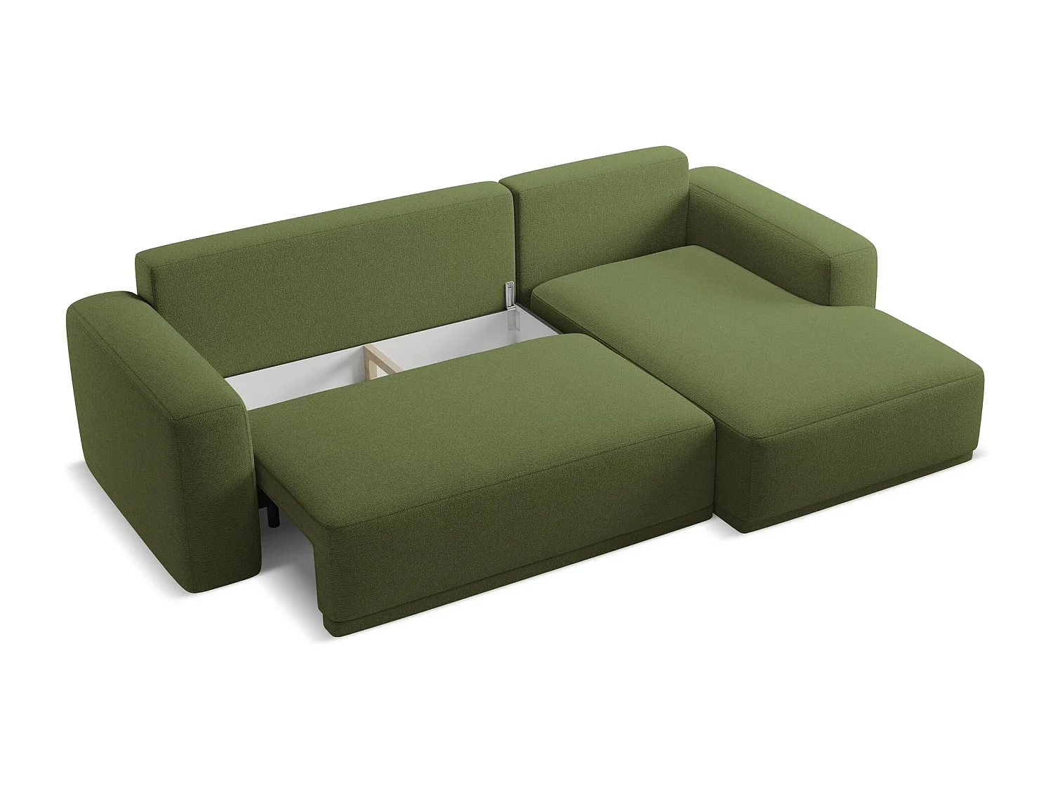 Hoekslaapbank rechts van flessengroen chenille stof - KAILA