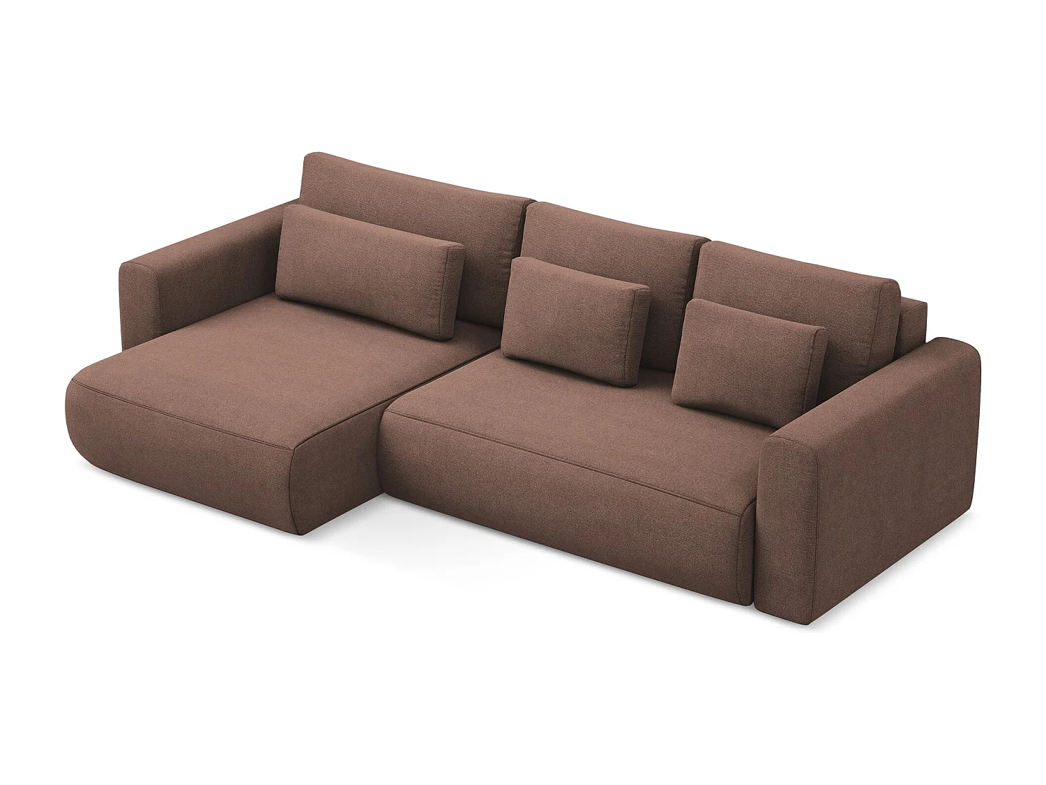 3-Sitzer Ecksofa mit Schlaffunktion - Ecke Links - Strukturstoff - Puderrosa - KAPUA