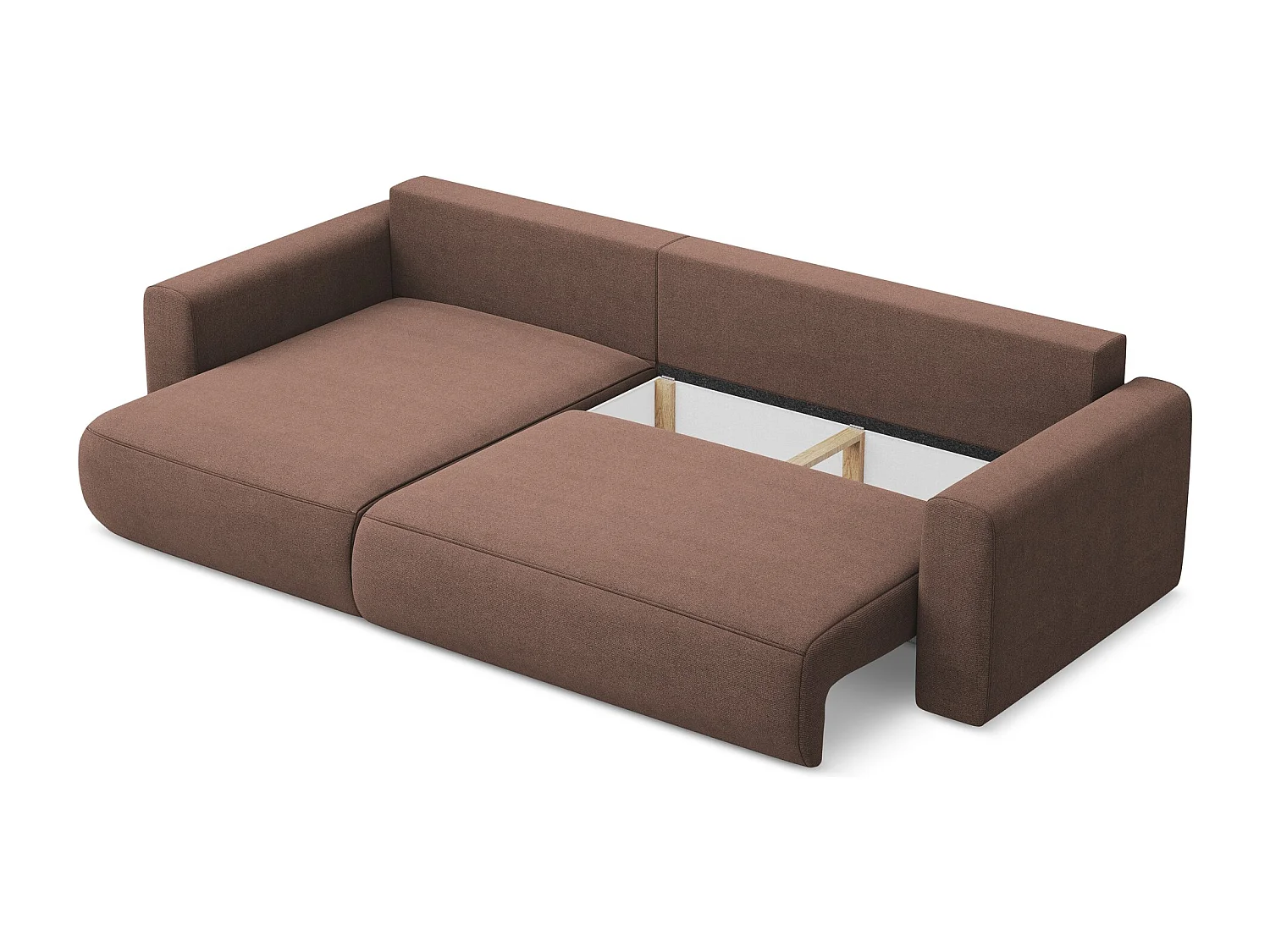 3-Sitzer Ecksofa mit Schlaffunktion - Ecke Links - Strukturstoff - Puderrosa - KAPUA